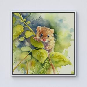 Warren Reed - Designer Dormouse Watercolour Framed Canvas in Off-White Size: W16" x H16" Off-White W16" x H16" Warren Reed - Designer Dormouse Watercolour Framed Canvas in Off-White Size: W16" x H16" Off-White W16" x H16"