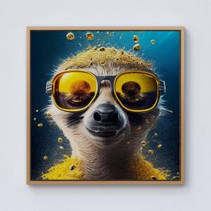 Warren Reed - Designer Meerkat With Golden Glasses Splashart Framed Canvas in Light Brown Size: w10 inch x h10 inch Light Brown w10 inch x h10 inch Warren Reed - Designer Meerkat With Golden Glasses Splashart Framed Canvas in Light Brown Size: w10 inch x h10 inch Light Brown w10 inch x h10 inch
