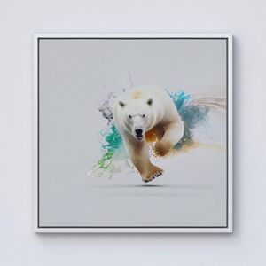 Warren Reed - Designer Charging Polar Bear Framed Canvas in Off-White Size: W16" x H16" Off-White W16" x H16" Warren Reed - Designer Charging Polar Bear Framed Canvas in Off-White Size: W16" x H16" Off-White W16" x H16"