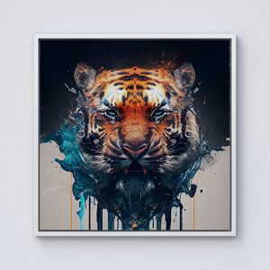Warren Reed - Designer Tiger Face Splashart Framed Canvas in Off-White Size: W16" x H16" Off-White W16" x H16" Warren Reed - Designer Tiger Face Splashart Framed Canvas in Off-White Size: W16" x H16" Off-White W16" x H16"