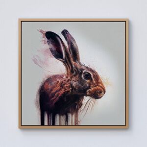 Warren Reed - Designer Hare Face Splashart Framed Canvas in Light Brown Size: W16" x H16" Light Brown W16" x H16" Warren Reed - Designer Hare Face Splashart Framed Canvas in Light Brown Size: W16" x H16" Light Brown W16" x H16"