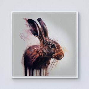 Warren Reed - Designer Hare Face Splashart Framed Canvas in Off-White Size: W30" x H30" Off-White W30" x H30" Warren Reed - Designer Hare Face Splashart Framed Canvas in Off-White Size: W30" x H30" Off-White W30" x H30"