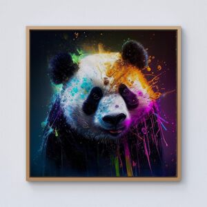 Warren Reed - Designer Panda Face Splashart Colourful Framed Canvas in Light Brown Size: W16" x H16" Light Brown W16" x H16" Warren Reed - Designer Panda Face Splashart Colourful Framed Canvas in Light Brown Size: W16" x H16" Light Brown W16" x H16"