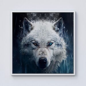 Warren Reed - Designer White Wolf Face Splashart Framed Canvas in Off-White Size: w10 inch x h10 inch Off-White w10 inch x h10 inch Warren Reed - Designer White Wolf Face Splashart Framed Canvas in Off-White Size: w10 inch x h10 inch Off-White w10 inch x h10 inch