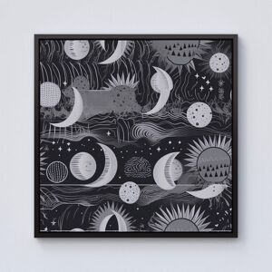 Warren Reed - Designer Abstract Black White Moon & Sun Framed Canvas Size: w10 inch x h10 inch Black w10 inch x h10 inch Warren Reed - Designer Abstract Black White Moon & Sun Framed Canvas Size: w10 inch x h10 inch Black w10 inch x h10 inch