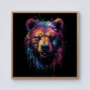 Warren Reed - Designer Splashart Bear Face Framed Canvas in Light Brown Size: W30" x H30" Light Brown W30" x H30" Warren Reed - Designer Splashart Bear Face Framed Canvas in Light Brown Size: W30" x H30" Light Brown W30" x H30"
