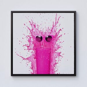 Warren Reed - Designer Pink Splashart Glass With Glasses Framed Canvas in Black Size: W30" x H30" Black W30" x H30" Warren Reed - Designer Pink Splashart Glass With Glasses Framed Canvas in Black Size: W30" x H30" Black W30" x H30"