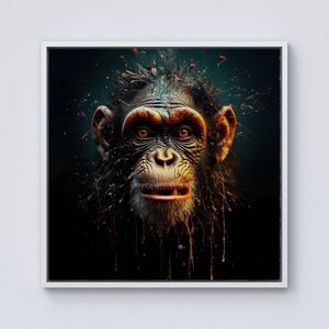 Warren Reed - Designer Splashart Monkey Face Framed Canvas in Off-White Size: w40 inch x h40 inch Off-White w40 inch x h40 inch Warren Reed - Designer Splashart Monkey Face Framed Canvas in Off-White Size: w40 inch x h40 inch Off-White w40 inch x h40 inch