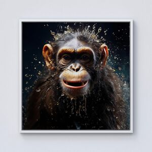 Warren Reed - Designer Realistic Monkey Face Splashart Framed Canvas in Off-White Size: W16" x H16" Off-White W16" x H16" Warren Reed - Designer Realistic Monkey Face Splashart Framed Canvas in Off-White Size: W16" x H16" Off-White W16" x H16"