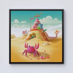 Warren Reed - Designer Pink Crab On A Beach Holiday Framed Canvas in Black Size: w10 inch x h10 inch Black w10 inch x h10 inch Warren Reed - Designer Pink Crab On A Beach Holiday Framed Canvas in Black Size: w10 inch x h10 inch Black w10 inch x h10 inch