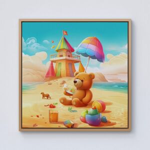 Warren Reed - Designer Bear On A Beach Holiday Framed Canvas in Light Brown Size: w40 inch x h40 inch Light Brown w40 inch x h40 inch Warren Reed - Designer Bear On A Beach Holiday Framed Canvas in Light Brown Size: w40 inch x h40 inch Light Brown w40 inch x h40 inch