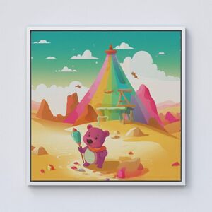 Warren Reed - Designer Purple Bear On A Beach Holiday Framed Canvas in Off-White Size: w40 inch x h40 inch Off-White w40 inch x h40 inch Warren Reed - Designer Purple Bear On A Beach Holiday Framed Canvas in Off-White Size: w40 inch x h40 inch Off-White w40 inch x h40 inch