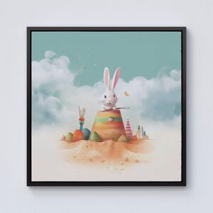 Warren Reed - Designer White Rabbit On A Beach Holiday Framed Canvas in Black Size: w40 inch x h40 inch Black w40 inch x h40 inch Warren Reed - Designer White Rabbit On A Beach Holiday Framed Canvas in Black Size: w40 inch x h40 inch Black w40 inch x h40 inch