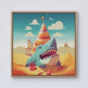 Warren Reed - Designer Shark On A Beach Holiday Framed Canvas in Light Brown Size: w40 inch x h40 inch Light Brown w40 inch x h40 inch Warren Reed - Designer Shark On A Beach Holiday Framed Canvas in Light Brown Size: w40 inch x h40 inch Light Brown w40 inch x h40 inch