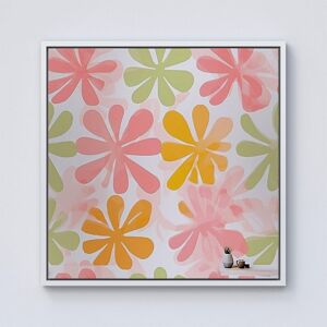 Warren Reed - Designer Yellow & Pink Flowers Framed Canvas in Off-White Size: W16" x H16" Off-White W16" x H16" Warren Reed - Designer Yellow & Pink Flowers Framed Canvas in Off-White Size: W16" x H16" Off-White W16" x H16"