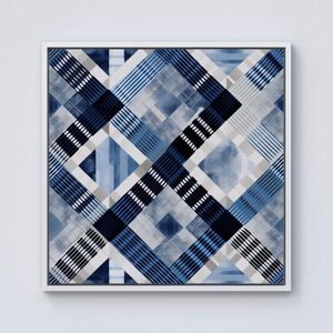 Warren Reed - Designer Checkered Square Black & Blue Framed Canvas in Off-White Size: w40 inch x h40 inch Off-White w40 inch x h40 inch Warren Reed - Designer Checkered Square Black & Blue Framed Canvas in Off-White Size: w40 inch x h40 inch Off-White w40 inch x h40 inch