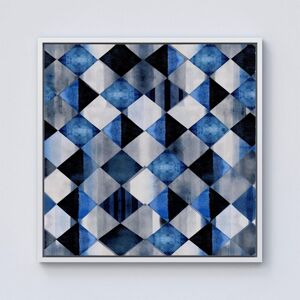 Warren Reed - Designer Square Checkered Pattern Framed Canvas in Off-White Size: W30" x H30" Off-White W30" x H30" Warren Reed - Designer Square Checkered Pattern Framed Canvas in Off-White Size: W30" x H30" Off-White W30" x H30"