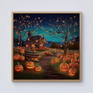 Warren Reed - Designer Enchanted Hallowen Pumpkin Patch Framed Canvas in Light Brown Size: W16" x H16" Light Brown W16" x H16" Warren Reed - Designer Enchanted Hallowen Pumpkin Patch Framed Canvas in Light Brown Size: W16" x H16" Light Brown W16" x H16"