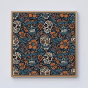 Warren Reed - Designer Dia De Los Muertos Skulls Pattern Framed Canvas in Light Brown Size: W16" x H16" Light Brown W16" x H16" Warren Reed - Designer Dia De Los Muertos Skulls Pattern Framed Canvas in Light Brown Size: W16" x H16" Light Brown W16" x H16"
