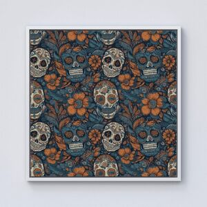 Warren Reed - Designer Dia De Los Muertos Skulls Pattern Framed Canvas in Off-White Size: w40 inch x h40 inch Off-White w40 inch x h40 inch Warren Reed - Designer Dia De Los Muertos Skulls Pattern Framed Canvas in Off-White Size: w40 inch x h40 inch Off-White w40 inch x h40 inch