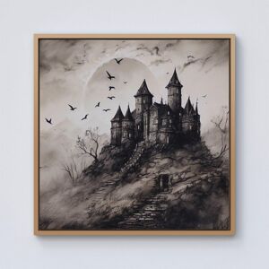 Warren Reed - Designer A Realistic Ink Drawing Of A Haunted Castle Framed Canvas in Light Brown Size: W30" x H30" Light Brown W30" x H30" Warren Reed - Designer A Realistic Ink Drawing Of A Haunted Castle Framed Canvas in Light Brown Size: W30" x H30" Light Brown W30" x H30"