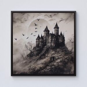 Warren Reed - Designer A Realistic Ink Drawing Of A Haunted Castle Framed Canvas in Black Size: w40 inch x h40 inch Black w40 inch x h40 inch Warren Reed - Designer A Realistic Ink Drawing Of A Haunted Castle Framed Canvas in Black Size: w40 inch x h40 inch Black w40 inch x h40 inch