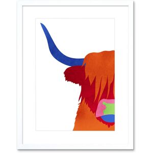 Artery8 Wall Art Print Bright Highland Scottish Cow Bull Coo Colourful Framed Art in White Size: W7" x H9" White W7" x H9" Artery8 Wall Art Print Bright Highland Scottish Cow Bull Coo Colourful Framed Art in White Size: W7" x H9" White W7" x H9"