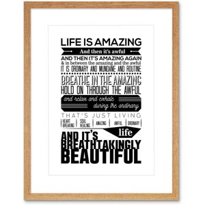 Artery8 Wall Art Print Motivational Life Amazing Awful Beautiful Framed in Beige Size: W7" x H9" Beige W7" x H9" Artery8 Wall Art Print Motivational Life Amazing Awful Beautiful Framed in Beige Size: W7" x H9" Beige W7" x H9"