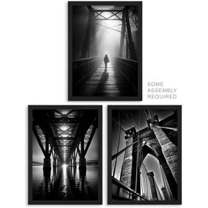 Artery8 A4 Wall Art & Frame Set of 3 Black & White Bridges Atmospheric in Grey Grey A4 Artery8 A4 Wall Art & Frame Set of 3 Black & White Bridges Atmospheric in Grey Grey A4