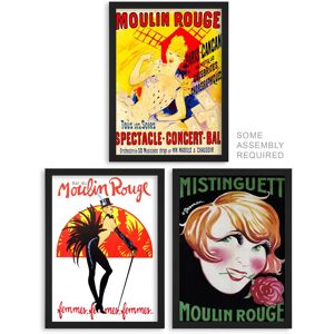 Artery8 A4 Wall Art & Frame Set of 3 Moulin Rouge Cabaret French Vintage Ad Multicolor A4 Artery8 A4 Wall Art & Frame Set of 3 Moulin Rouge Cabaret French Vintage Ad Multicolor A4