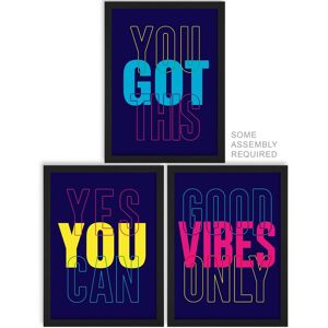 Artery8 A4 Wall Art & Frame Set of 3 Good Vibes You Got This Yes You Can Multicolor A4 Artery8 A4 Wall Art & Frame Set of 3 Good Vibes You Got This Yes You Can Multicolor A4