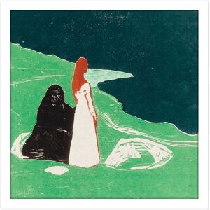 Artery8 Wall Art Print Munch Two Women On The Shore Reproduction Woodcut Square Framed Picture 16X16 Inch in White Size: W16" x H16" White W16" x H16" Artery8 Wall Art Print Munch Two Women On The Shore Reproduction Woodcut Square Framed Picture 16X16 Inch in White Size: W16" x H16" White W16" x H16"