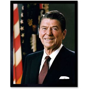 Artery8 Wall Art Print Official Portrait US President Ronald Reagan Photograph Politician USA Flag Art Framed in Black Size: W12" x H16" Black W12" x H16" Artery8 Wall Art Print Official Portrait US President Ronald Reagan Photograph Politician USA Flag Art Framed in Black Size: W12" x H16" Black W12" x H16"