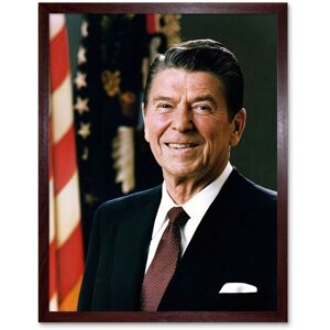 Artery8 Wall Art Print Official Portrait US President Ronald Reagan Photograph Politician USA Flag Art Framed in Brown Size: W12" x H16" Brown W12" x H16" Artery8 Wall Art Print Official Portrait US President Ronald Reagan Photograph Politician USA Flag Art Framed in Brown Size: W12" x H16" Brown W12" x H16"