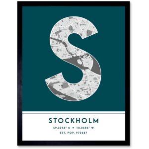 Wee Blue Coo Wall Art Print Stockholm Sweden City Map Modern Typography Stylish Letter Framed Word in Teal Size: W12" x H16" Teal W12" x H16" Wee Blue Coo Wall Art Print Stockholm Sweden City Map Modern Typography Stylish Letter Framed Word in Teal Size: W12" x H16" Teal W12" x H16"