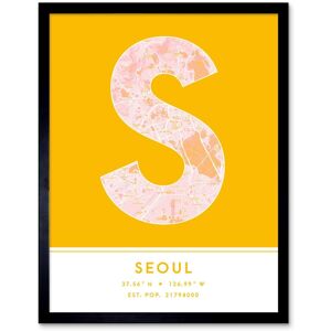 Wee Blue Coo Wall Art Print Seoul South Korea City Map Modern Typography Stylish Letter Framed Word in Yellow Size: W12" x H16" Yellow W12" x H16" Wee Blue Coo Wall Art Print Seoul South Korea City Map Modern Typography Stylish Letter Framed Word in Yellow Size: W12" x H16" Yellow W12" x H16"