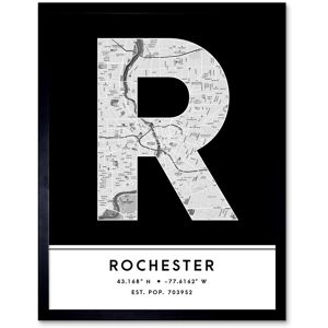 Wee Blue Coo Wall Art Print Rochester New York United States City Map Modern Typography Stylish Letter Framed Word in Black Size: W12" x H16" Black W12" x H16" Wee Blue Coo Wall Art Print Rochester New York United States City Map Modern Typography Stylish Letter Framed Word in Black Size: W12" x H16" Black W12" x H16"
