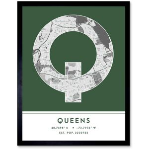 Wee Blue Coo Wall Art Print Queens New York United States City Map Modern Typography Stylish Letter Framed Word in Green Size: W12" x H16" Green W12" x H16" Wee Blue Coo Wall Art Print Queens New York United States City Map Modern Typography Stylish Letter Framed Word in Green Size: W12" x H16" Green W12" x H16"