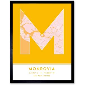 Wee Blue Coo Wall Art Print Monrovia Liberia City Map Modern Typography Stylish Letter Framed Word in Yellow Size: W12" x H16" Yellow W12" x H16" Wee Blue Coo Wall Art Print Monrovia Liberia City Map Modern Typography Stylish Letter Framed Word in Yellow Size: W12" x H16" Yellow W12" x H16"
