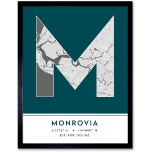 Wee Blue Coo Wall Art Print Monrovia Liberia City Map Modern Typography Stylish Letter Framed Word in Teal Size: W12" x H16" Teal W12" x H16" Wee Blue Coo Wall Art Print Monrovia Liberia City Map Modern Typography Stylish Letter Framed Word in Teal Size: W12" x H16" Teal W12" x H16"
