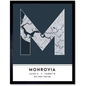 Wee Blue Coo Wall Art Print Monrovia Liberia City Map Modern Typography Stylish Letter Framed Word in Navy Size: W12" x H16" Navy W12" x H16" Wee Blue Coo Wall Art Print Monrovia Liberia City Map Modern Typography Stylish Letter Framed Word in Navy Size: W12" x H16" Navy W12" x H16"