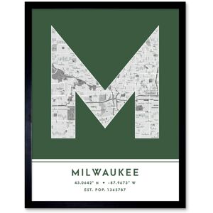 Wee Blue Coo Wall Art Print Milwaukee Wisconsin United States City Map Modern Typography Stylish Letter Framed Word in Green Size: W12" x H16" Green W12" x H16" Wee Blue Coo Wall Art Print Milwaukee Wisconsin United States City Map Modern Typography Stylish Letter Framed Word in Green Size: W12" x H16" Green W12" x H16"