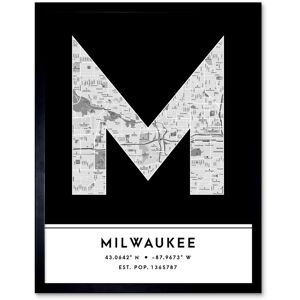 Wee Blue Coo Wall Art Print Milwaukee Wisconsin United States City Map Modern Typography Stylish Letter Framed Word in Black Size: W12" x H16" Black W12" x H16" Wee Blue Coo Wall Art Print Milwaukee Wisconsin United States City Map Modern Typography Stylish Letter Framed Word in Black Size: W12" x H16" Black W12" x H16"