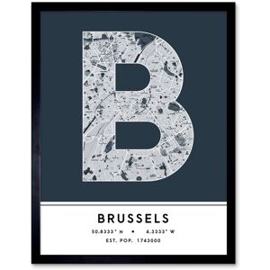 Wee Blue Coo Wall Art Print Brussels Belgium City Map Modern Typography Stylish Letter Framed Word in Navy Size: W12" x H16" Navy W12" x H16" Wee Blue Coo Wall Art Print Brussels Belgium City Map Modern Typography Stylish Letter Framed Word in Navy Size: W12" x H16" Navy W12" x H16"