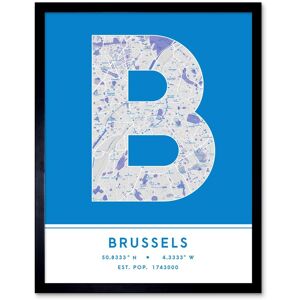 Wee Blue Coo Wall Art Print Brussels Belgium City Map Modern Typography Stylish Letter Framed Word in Blue Size: W12" x H16" Blue W12" x H16" Wee Blue Coo Wall Art Print Brussels Belgium City Map Modern Typography Stylish Letter Framed Word in Blue Size: W12" x H16" Blue W12" x H16"