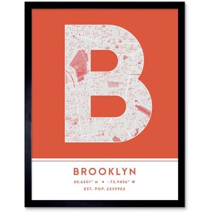 Wee Blue Coo Wall Art Print Brooklyn New York United States City Map Modern Typography Stylish Letter Framed Word in Orange Size: W12" x H16" Orange W12" x H16" Wee Blue Coo Wall Art Print Brooklyn New York United States City Map Modern Typography Stylish Letter Framed Word in Orange Size: W12" x H16" Orange W12" x H16"