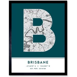 Wee Blue Coo Wall Art Print Brisbane Australia City Map Modern Typography Stylish Letter Framed Word in Teal Size: W12" x H16" Teal W12" x H16" Wee Blue Coo Wall Art Print Brisbane Australia City Map Modern Typography Stylish Letter Framed Word in Teal Size: W12" x H16" Teal W12" x H16"