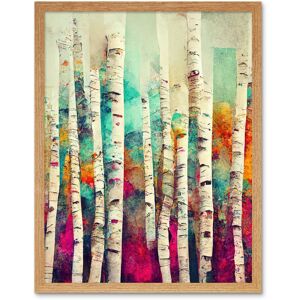 Artery8 Wall Art Print Abstract Multi Coloured Birch Tree Forest Vibrant Colourful Oil Painting Art Framed in Light Oak Size: W12" x H16" Light Oak W12" x H16" Artery8 Wall Art Print Abstract Multi Coloured Birch Tree Forest Vibrant Colourful Oil Painting Art Framed in Light Oak Size: W12" x H16" Light Oak W12" x H16"