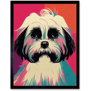 Artery8 Wall Art Print Modern Cute Shih Tzu Dog Vibrant Bright Portrait in Pink Blue Orange Cream Art Framed in Black Size: W12" x H16" Black W12" x H16" Artery8 Wall Art Print Modern Cute Shih Tzu Dog Vibrant Bright Portrait in Pink Blue Orange Cream Art Framed in Black Size: W12" x H16" Black W12" x H16"
