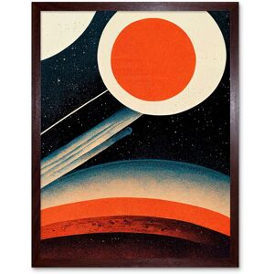 Artery8 Wall Art Print Retro Boho Space Starscape Abstract Mid Century Style Navy Teal Orange Cream Art Framed in Brown Size: W12" x H16" Brown W12" x H16" Artery8 Wall Art Print Retro Boho Space Starscape Abstract Mid Century Style Navy Teal Orange Cream Art Framed in Brown Size: W12" x H16" Brown W12" x H16"